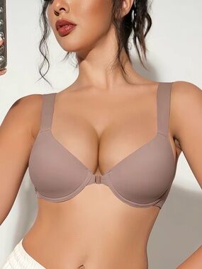 NEW Women's Basic Adjustable Solid
Textured Wirefree Front-Button Bra Sz: 36D